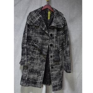 Soia & Kyo Black White Houndstooth Wool Blend Coat Size M